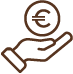 Logotipo de mano con euro Logotipo de mano con euro