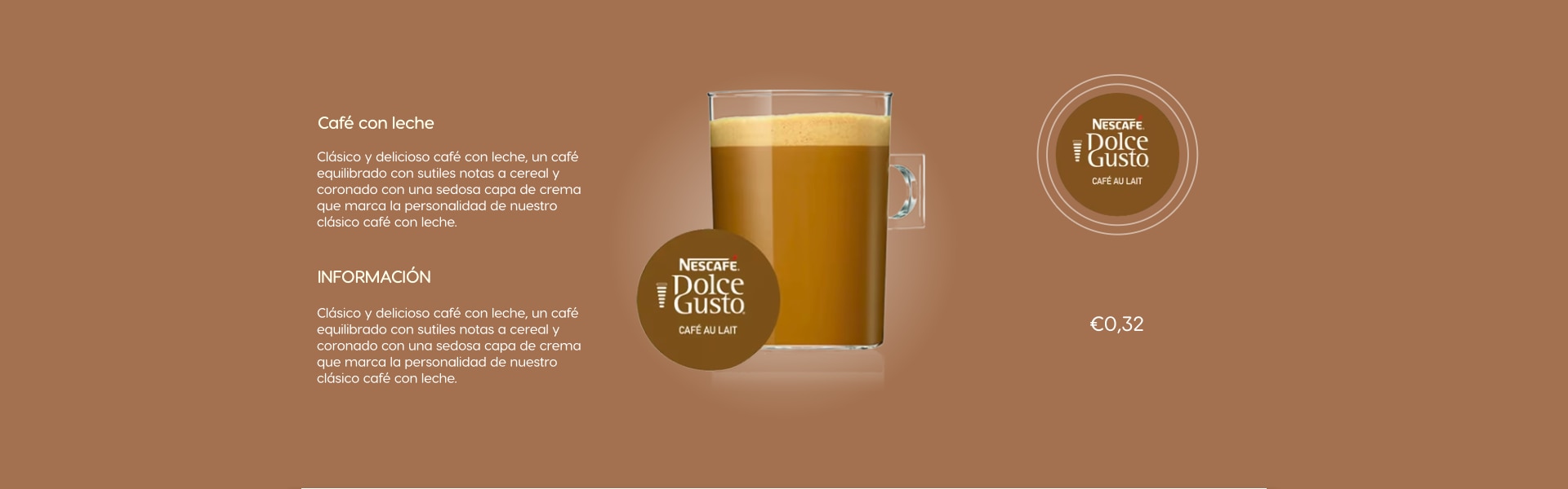 Información sobre las cápsulas Café con leche