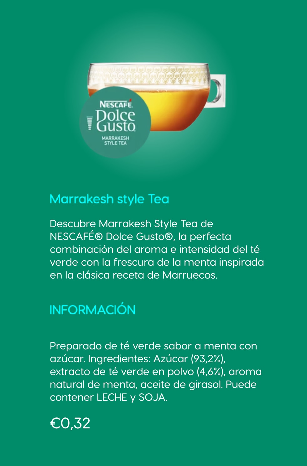 Información sobre las cápsulas Marrakesh Style Tea