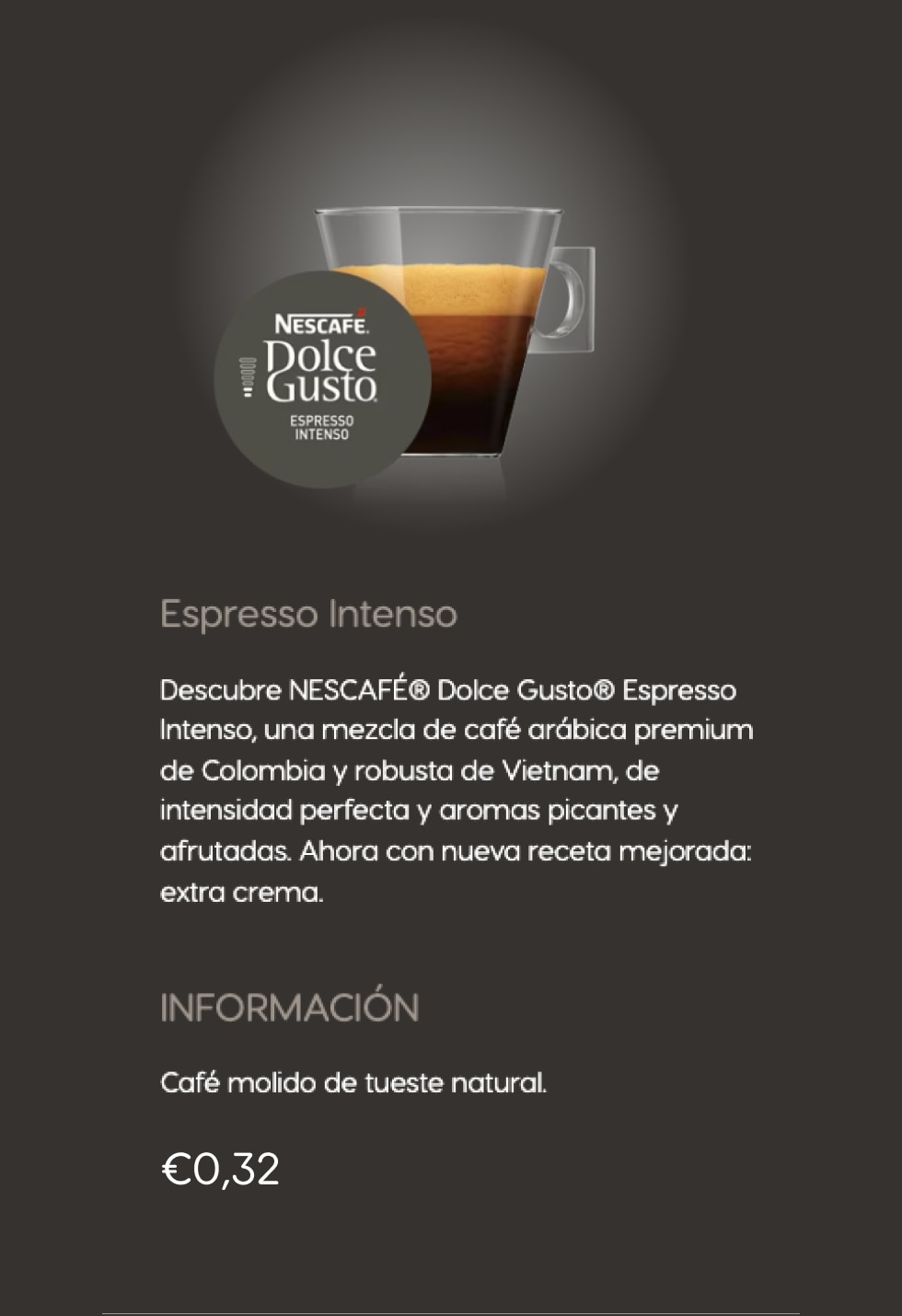 Información sobre el Espresso Intenso